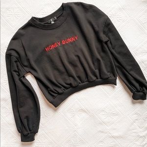 Missguided Long Sleeve HONEY BUNNY Crop Top